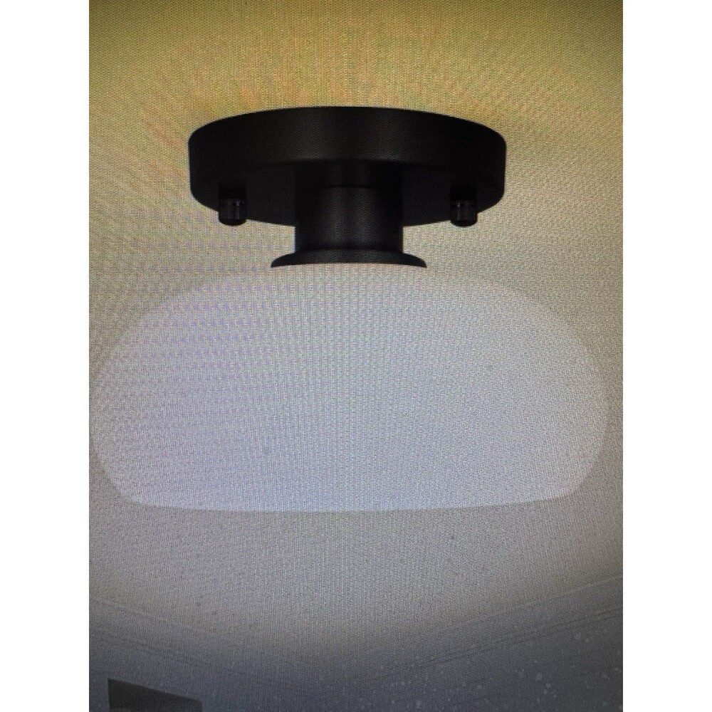 Mid-Century Modern Semi Flush Mount Ceiling Light, 8.66 in, Black Locub